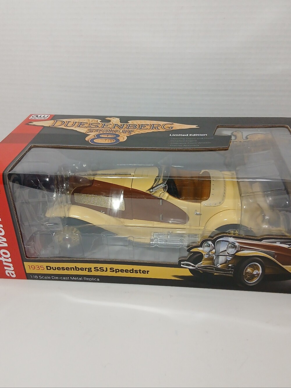 AUTOWORLD AW305 1:18 1935 DUESENBURG SSJ SPEEDSTER YUKON GOLD & CHOCALATE BROWN